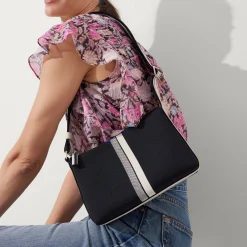 Rothy's Crossbody & Belt Bags^The Casual Crossbody Black And Ivory Stripe